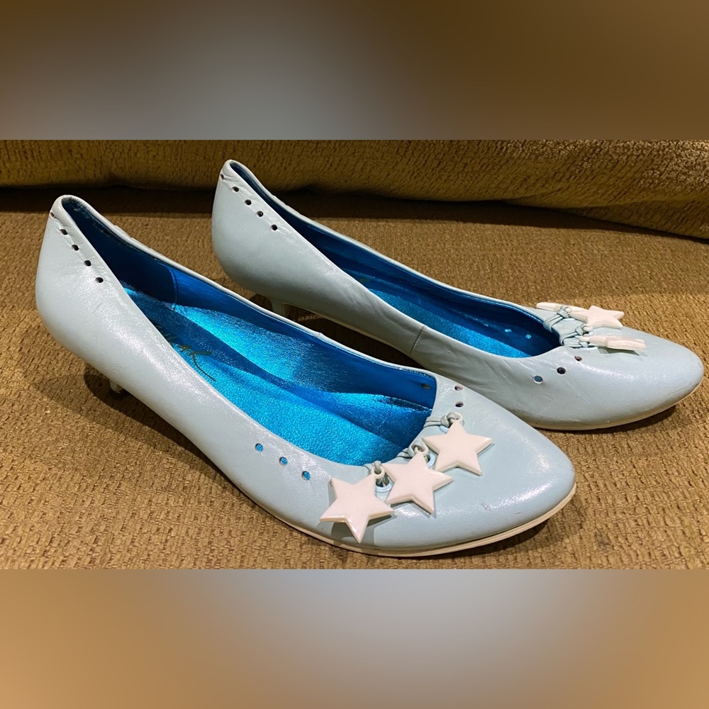 European brand Irregular Choice Blue Women's Shoes with Star Accents